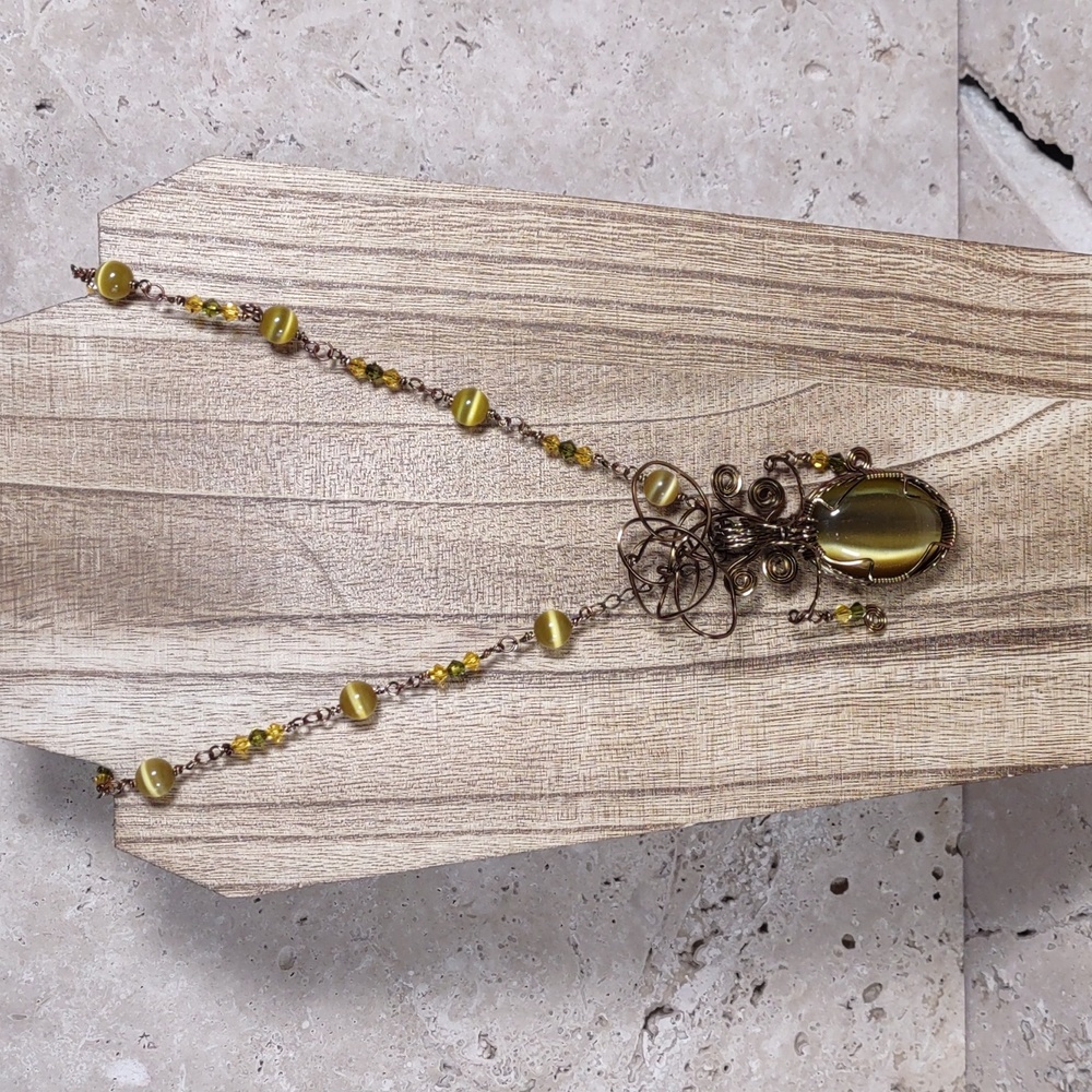 Copper Wire Wrapped Stone Pendant